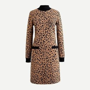 Mockneck sweater-dress in leopard